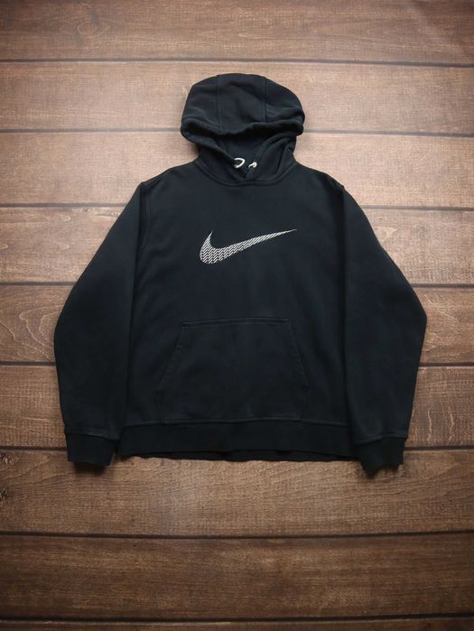 Nike Big Central Swoosh Logo Black Hoodie Washed bluza z kapturem