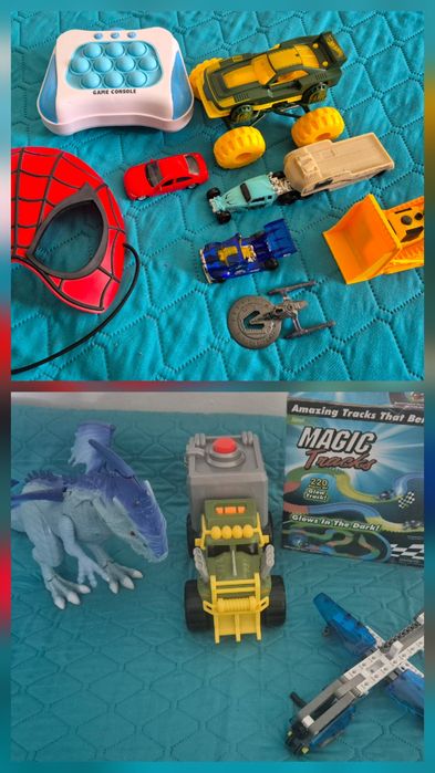 Zabawki dla chłopca - dinozaur smok, hot wheels,  spiderman