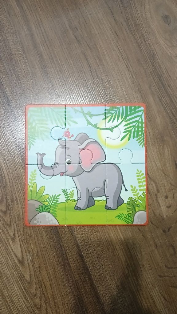 Puzzle 2+ safari 6 elementów słoń małpa lew zebra
