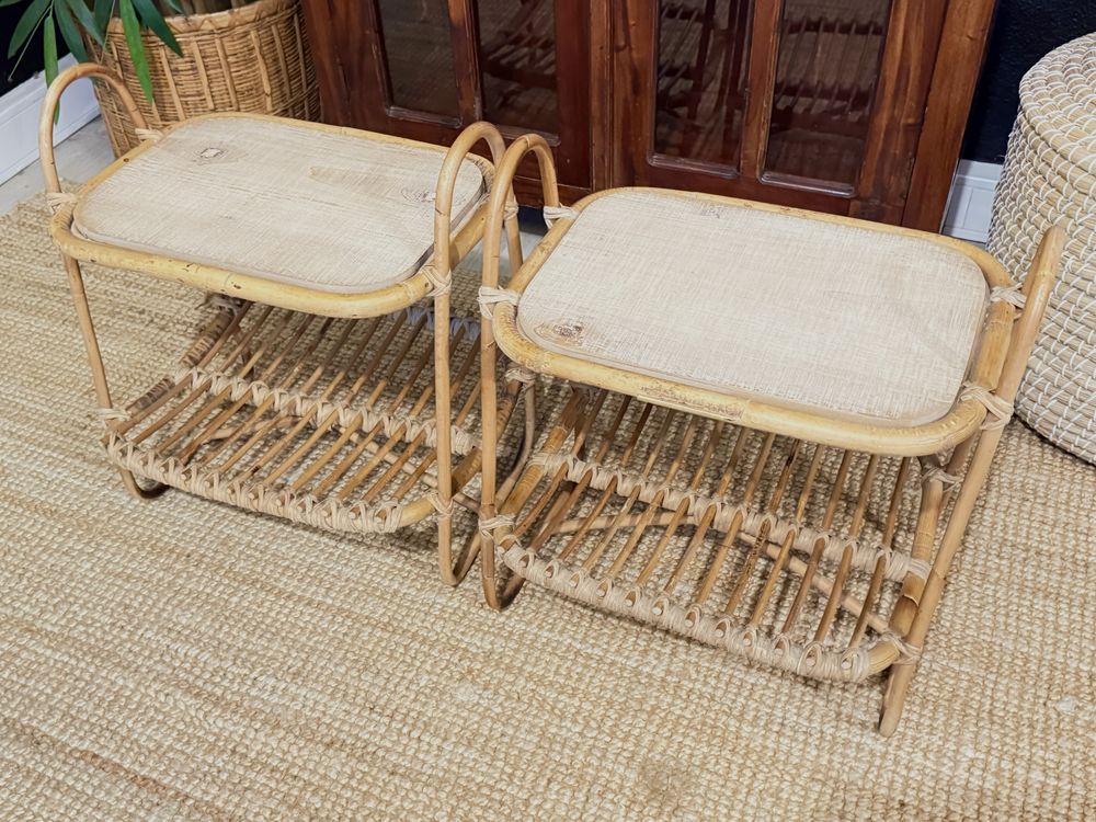 2 mesa, apoio, cabeceira, aparador, bambu, acacia, area, rusticas