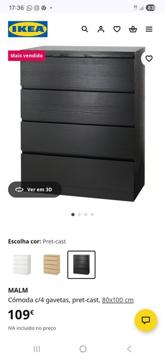 OPORTUNIDADE Cómoda  Malm  como nova