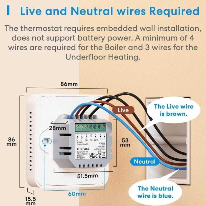 Termostato  Inteligente Wifi Meross MTS200BHK - Novo
