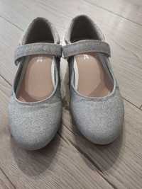 Buty balerinki eleganckie srebrne NEXT r.31