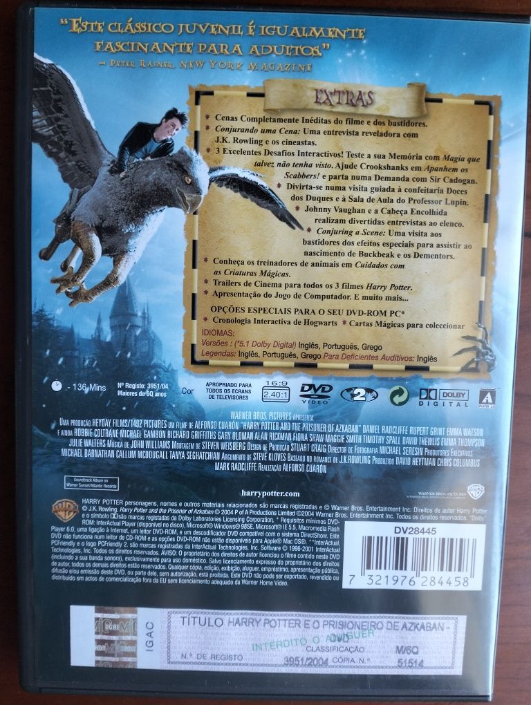 DVD Harry Potter e o Prisioneiro de Azkaban