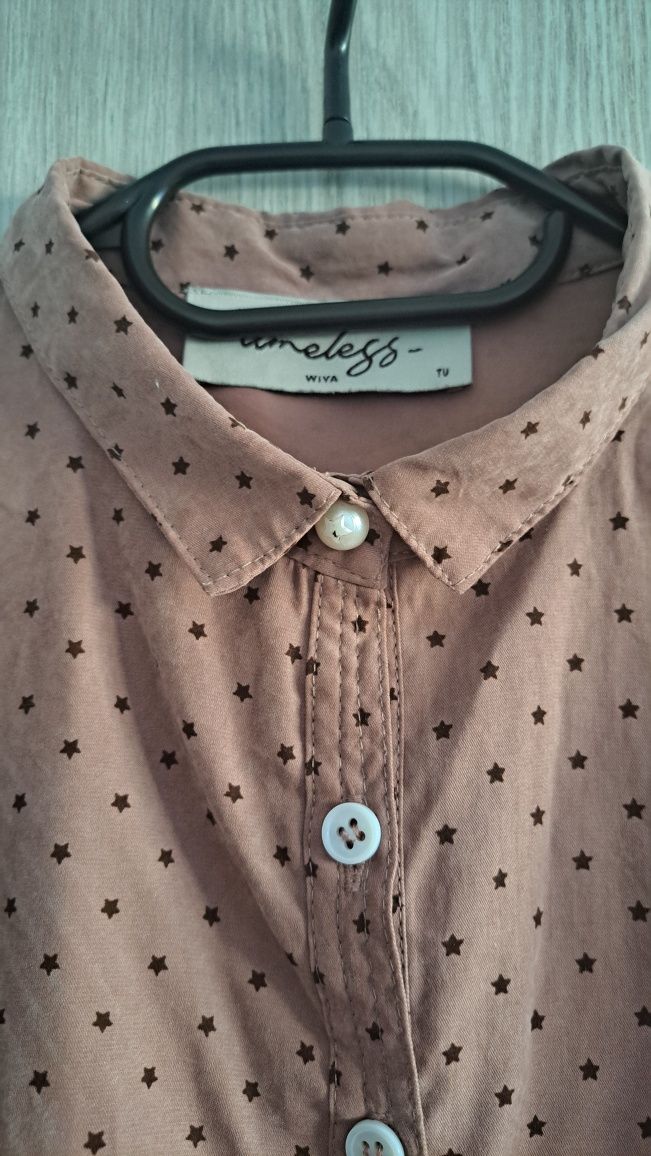 Koszula damska Wiya plus size luźny krój 46 48 XXL brudny róż