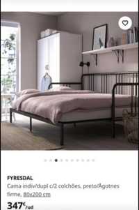 Cama individual/dupla com colchão de casal FYRESDAL/ IKEA