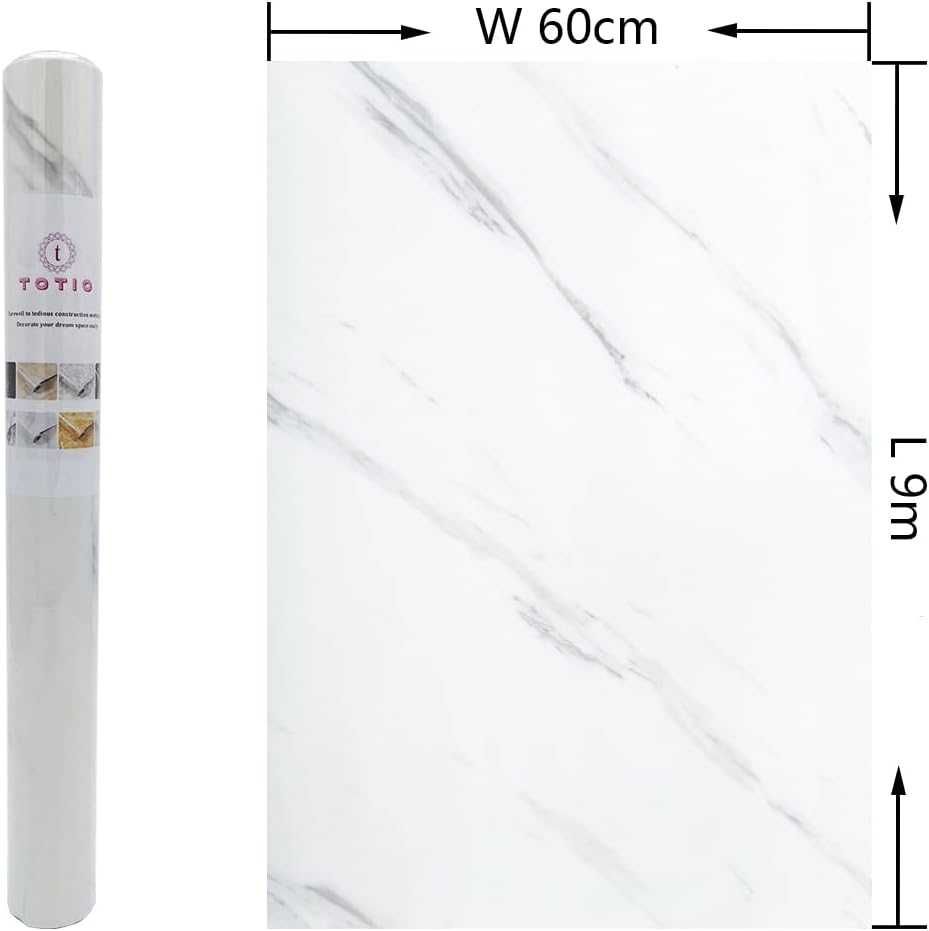 Samoprzylepna Tapeta z Wzorem Białego Marmuru 60 cm x 9 m, Matowa