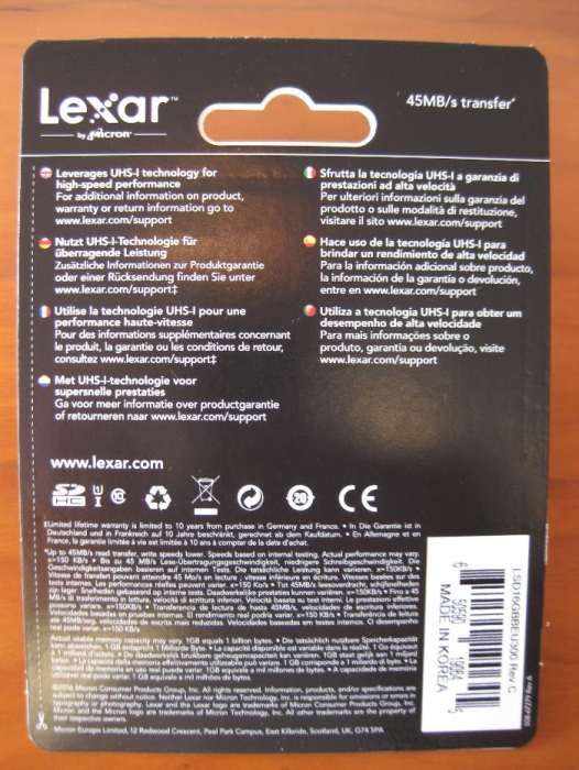 Cartão Memória Lexar ® SDHC 16GB Platinum II UHS-I 300x Classe 10-NOVO