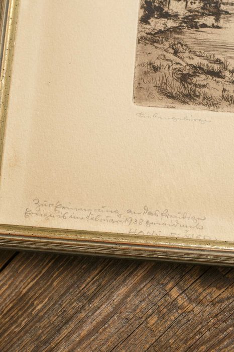 stara grafika akwaforta sygnowana Hans Fuesser