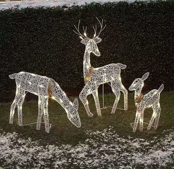 zestaw Reniferów podświetlanych LED - 3 sztuki