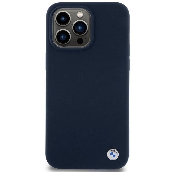 Etui Bmw Silicone Metal Logo Na Iphone 15 Pro - Granatowe