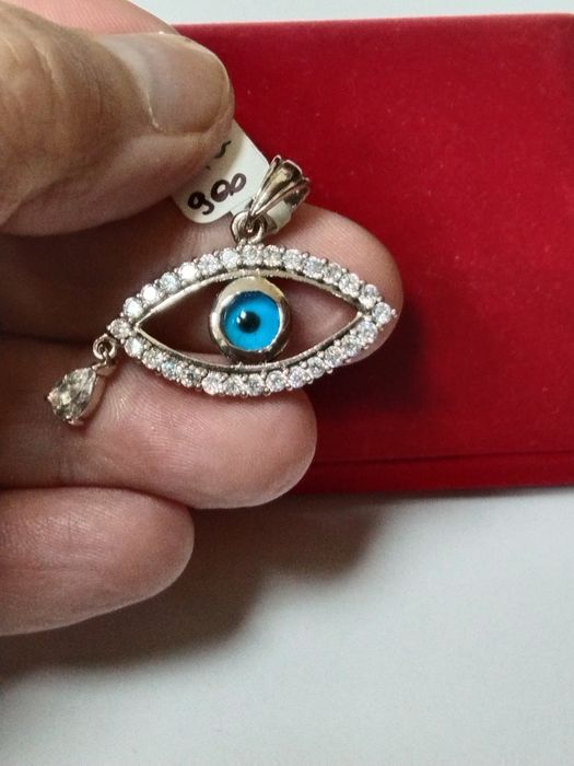 Srebrny wisiorek oko z cyrkoniami srebro 925