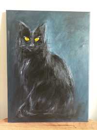 Obraz olejny Czarny Kot
