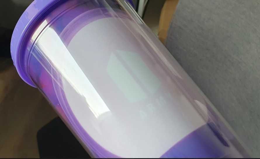 BTS metalowy kubełek  + kubek z pokrywką i słomką - IDEALNY STAN