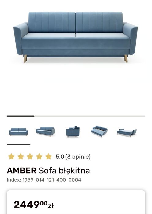 Sofa rozkładana Amber Agata Meble łóżko rozkładane