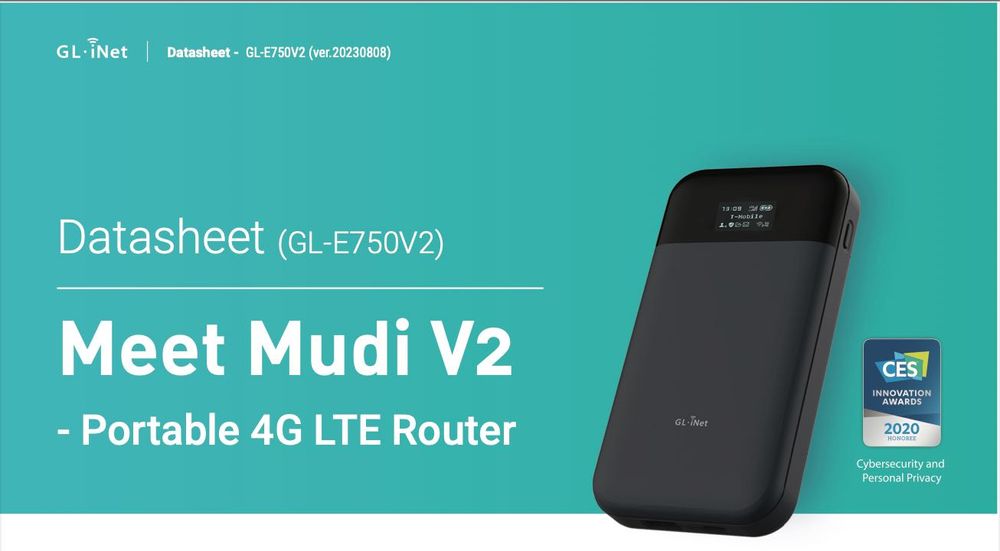 Мобільний 4G модем GL-iNet Mudi 2 з Tor та VPN