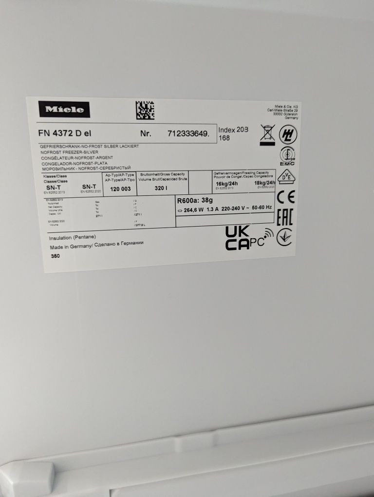 Морозильная камера 7ка Miele FN 4372 D el