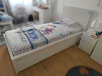 IKEA MALM Cama branca solteito single individual gavetas arrumação