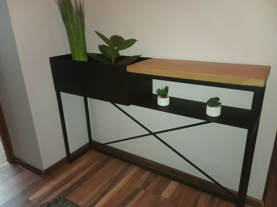 Kwietnik konsola loft dębowa