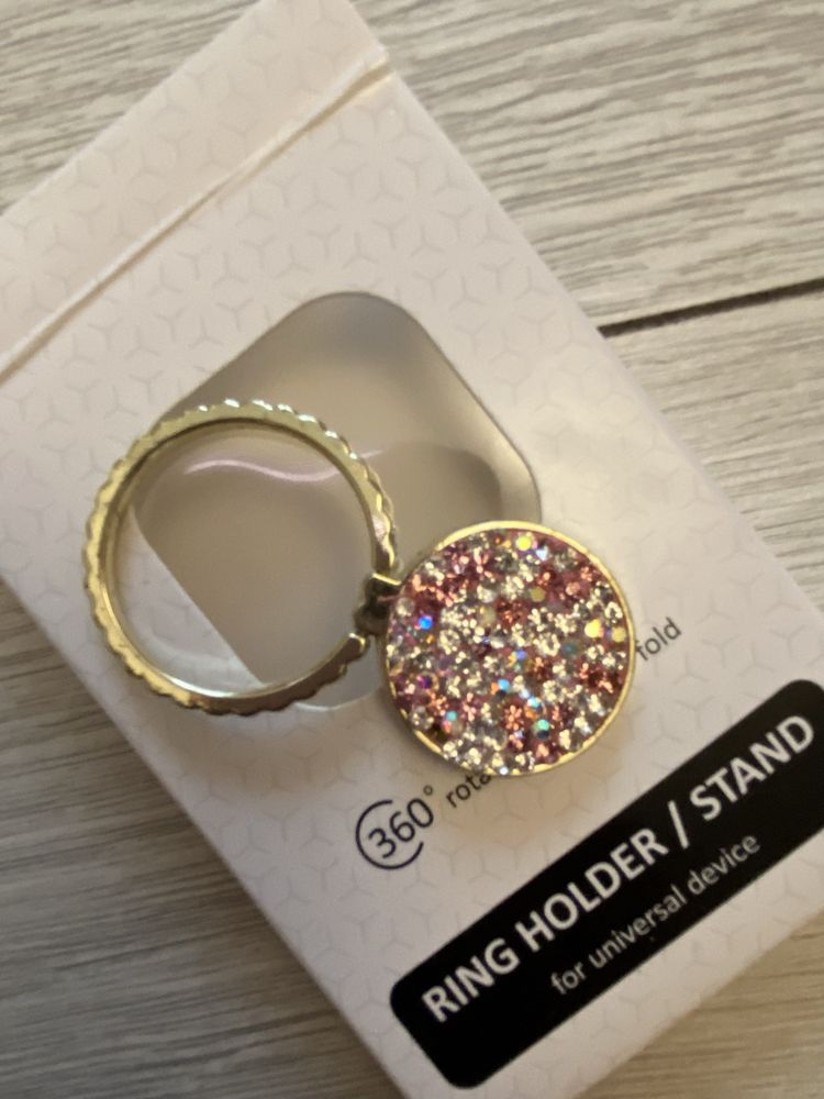 Uchwyt na telefon blyszczacy Ring Holder z podstawka cyrkonie