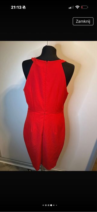Czerwona elegancka sukienka dopasowana wyciecie v by very xl