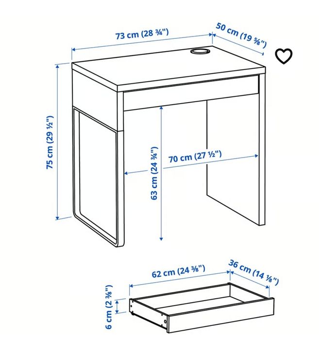 Ikea biurko Micke 73x50 cm