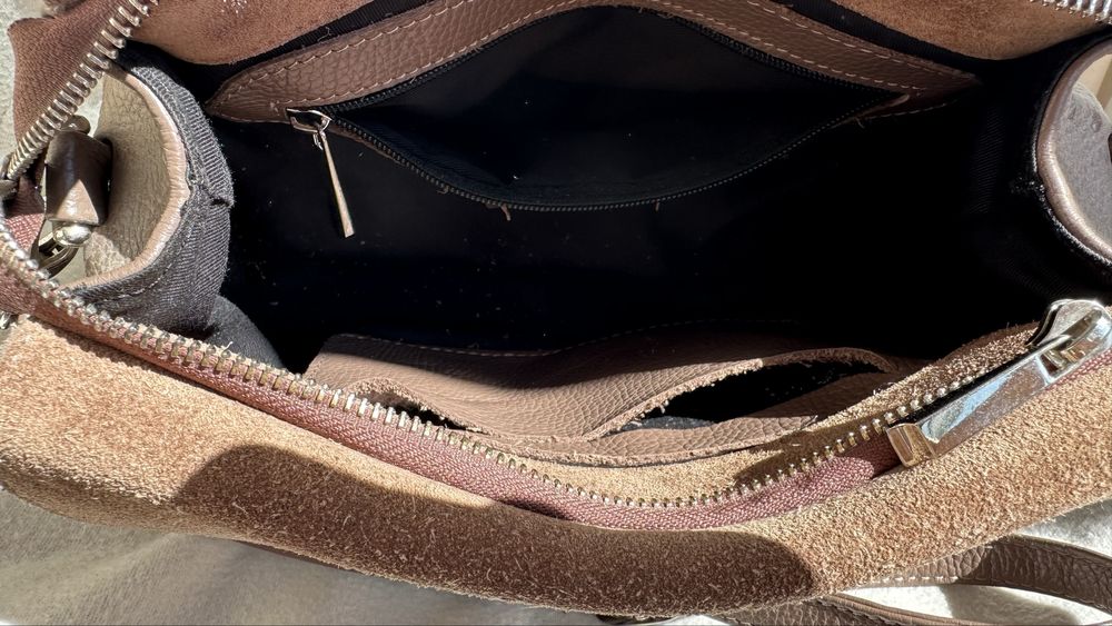 Сумка натуральна шкіра + замша,  Італія, vera pelle