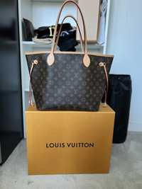 Louis Vuitton Neverfull MM z pochette czerwona oryginał