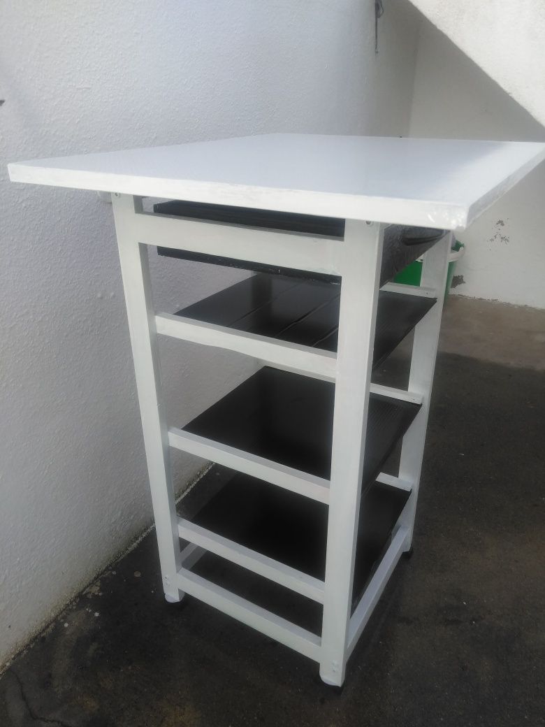 Mesa Multifuncional,1 Gaveta e 3 Prateleiras, NOVA