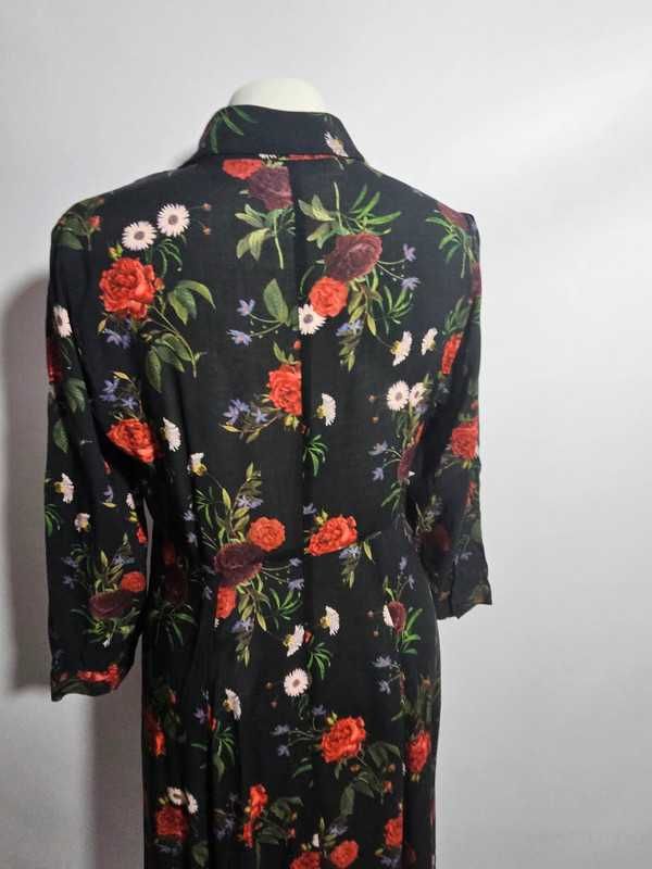 elegancka maxi sukienka koszulowa 100 % wiskoza Zara Woman premium S