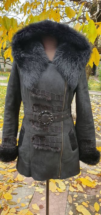 Дубленка натуральная с мехом S,M, косуха
