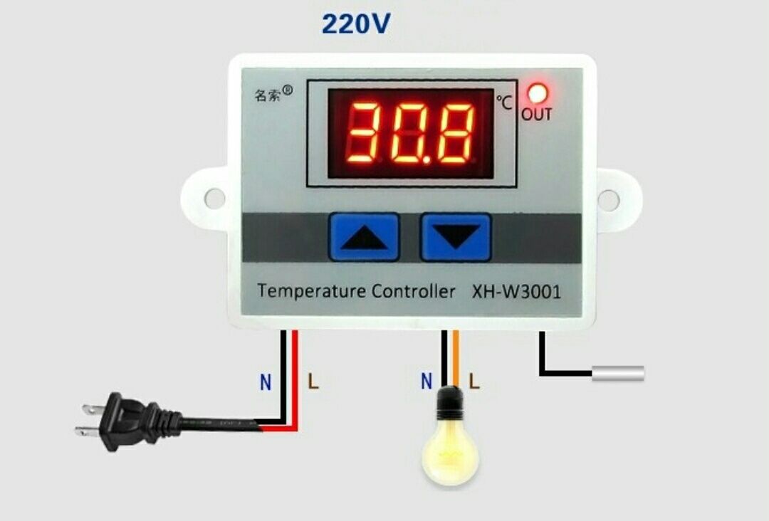 Терморегулятор XH-W3001/3002. 220V . термореле. 10А. 1,5 кВт.Инкубатор