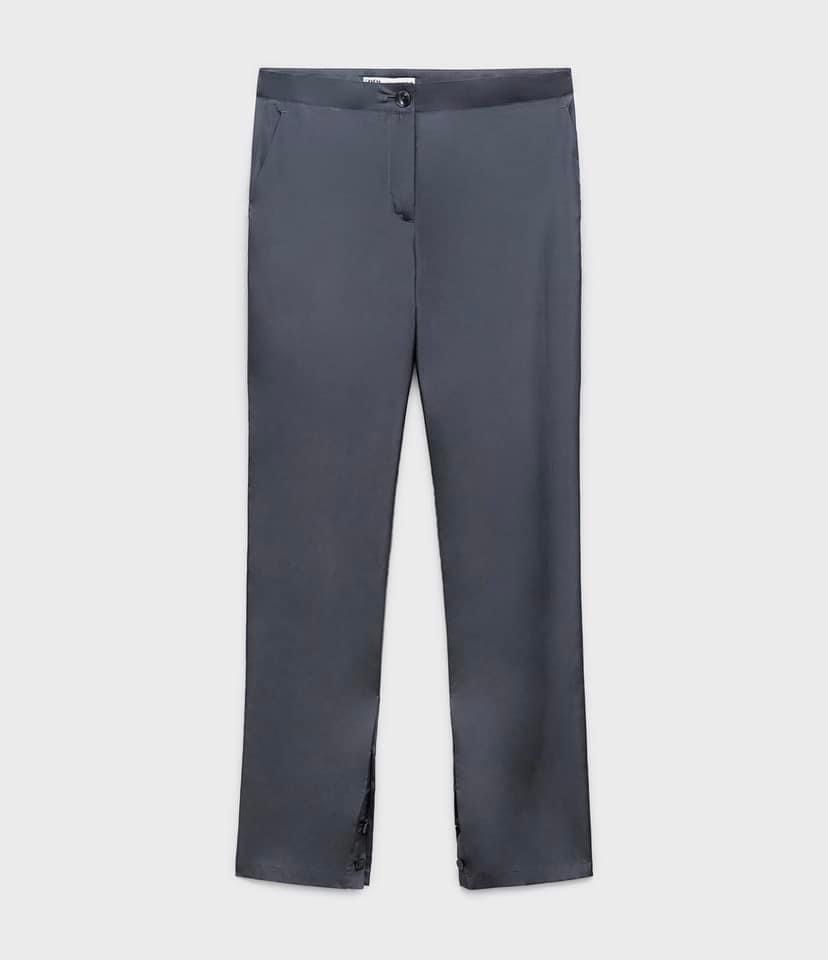 ZARA nowe proste jedwabne spodnie szare modne blogerskie guziki XS