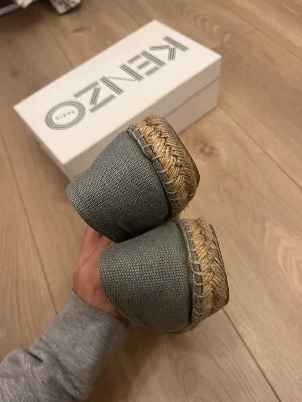 Kenzo espadryle mokasynki szare na słomianej podeszwie 37