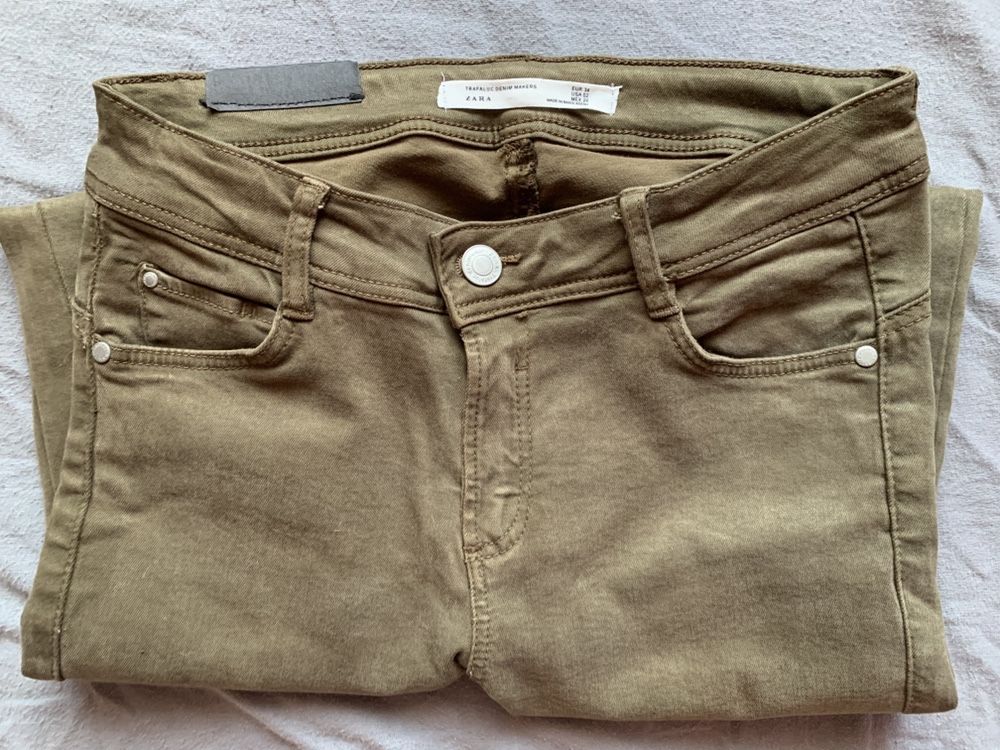 Spodnie jeansy Zara XS/34 khaki