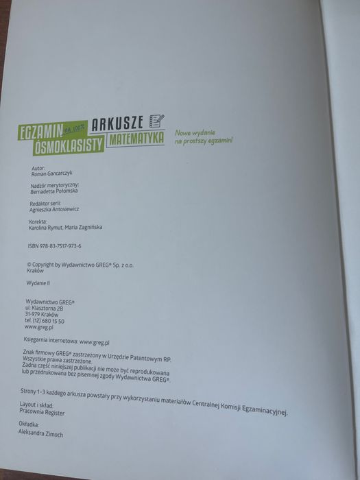 Egzamin ósmoklasisty 8 klasa Greg Polski Matematyka Angielski