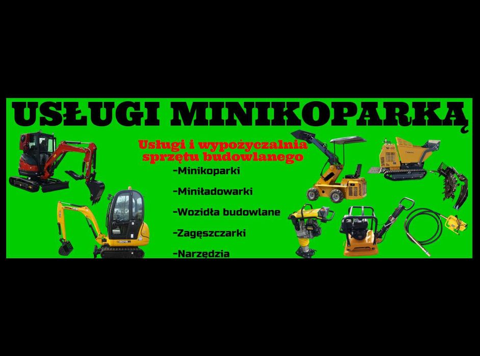 Usługi minikoparka 2.8t prace ziemne Wiertnica Młot wynajem koparka