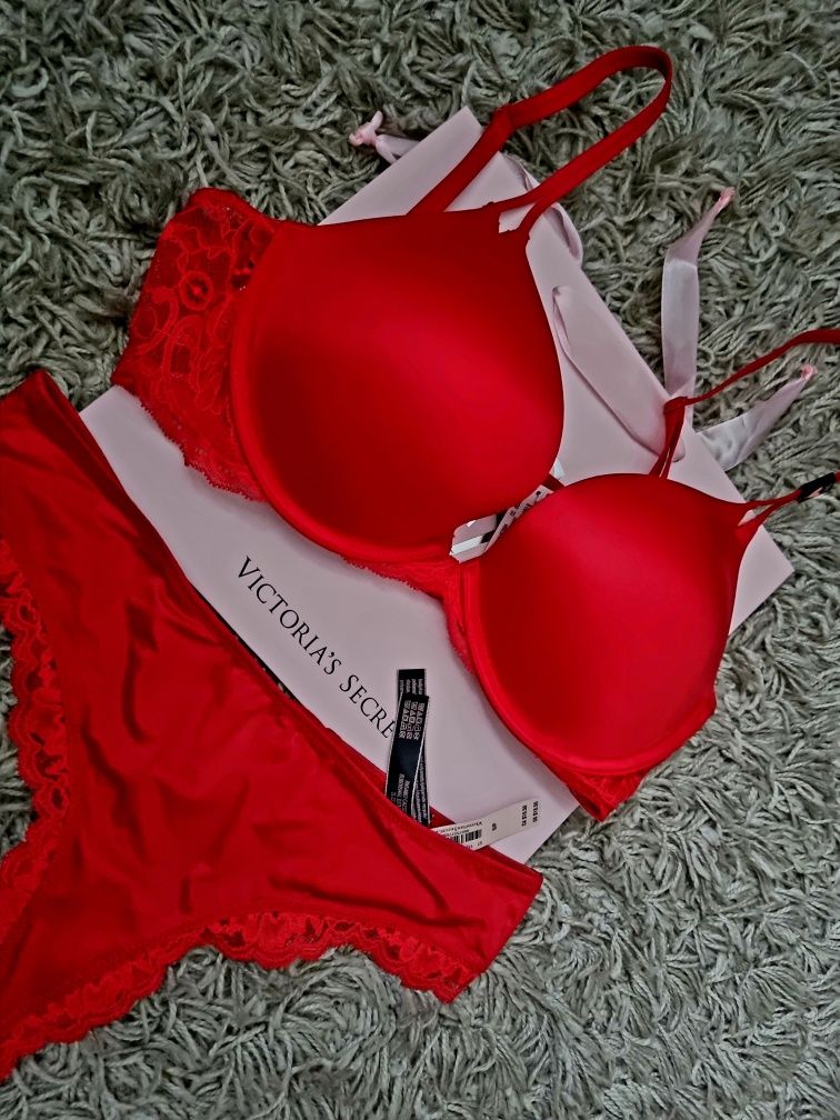 Biustonosz i majtki Victoria's secret rozmiar 75 C push up i majtki S