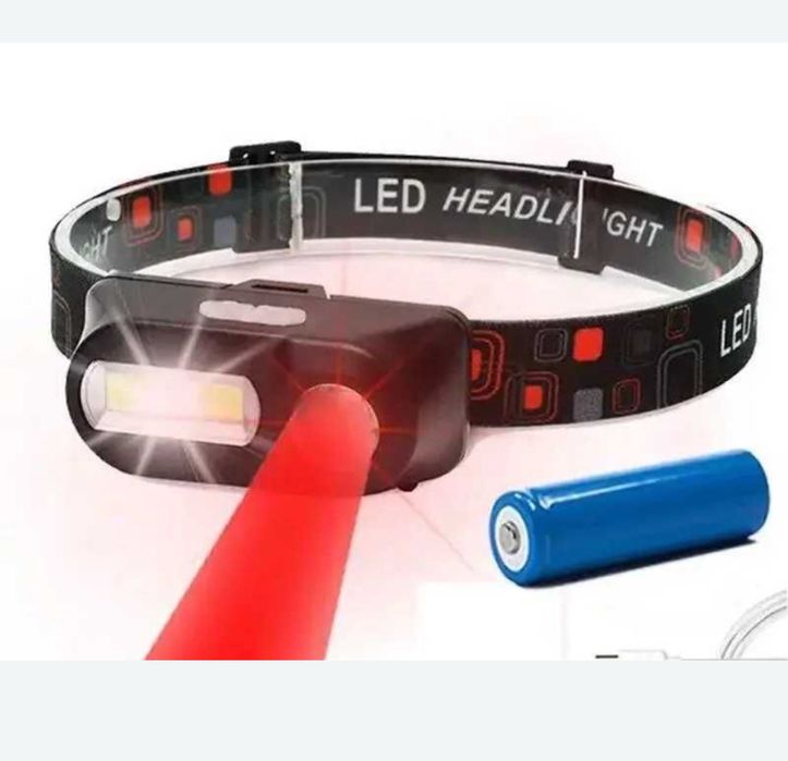 Мощный Налобный Фонарик Фонарь kx-1804 с красным лучем и белым светом