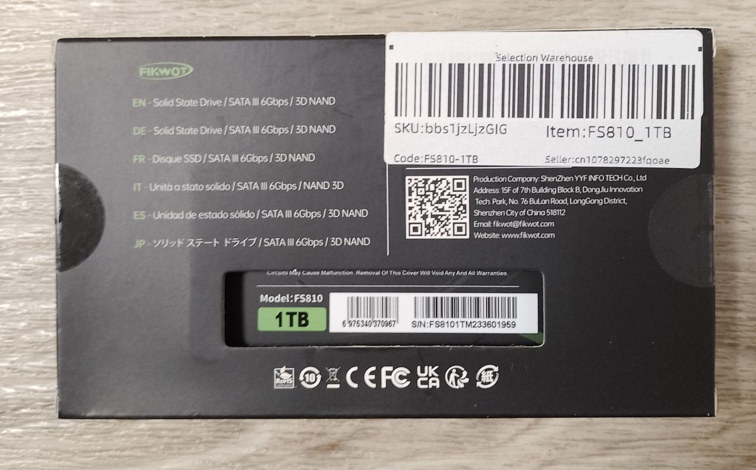 Fikwot FS810 2.5" SATA3 SSD 6Gbps 550MB/s  (1TB)