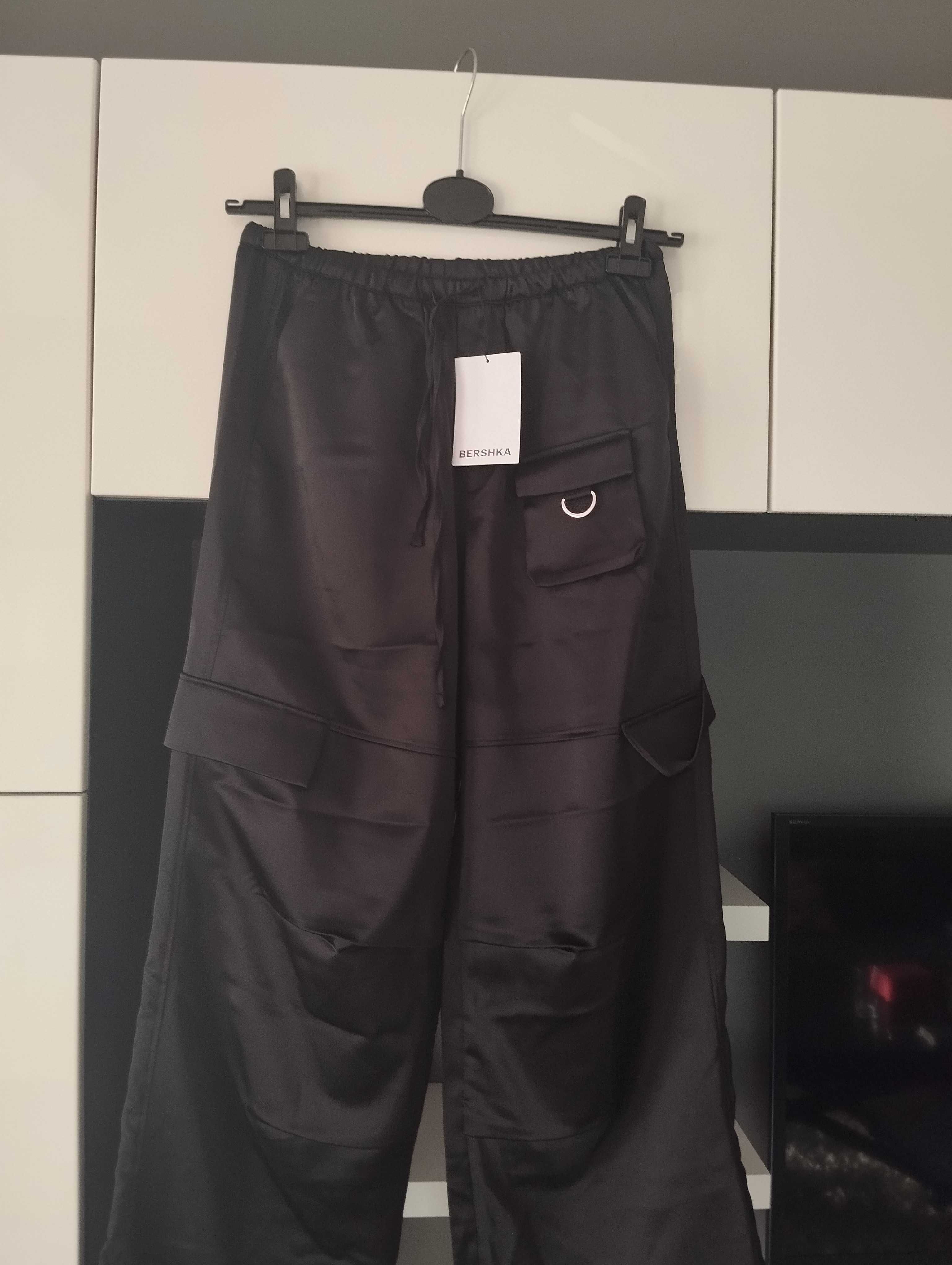 Nowe spodnie bojówki satynowe cargo Bershka 36