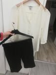 Bluzka koszulowa koszula H&M plus czarne spodenki elegancki zestaw 36