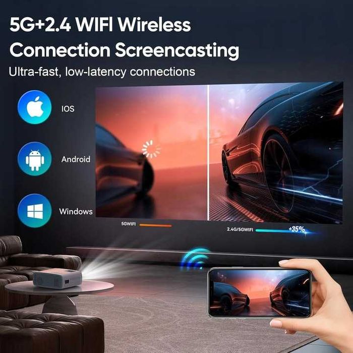 AKATUO XR21 Projektor 4K 15000l 1080p 5G WiFi Bluetooth kina domowego
