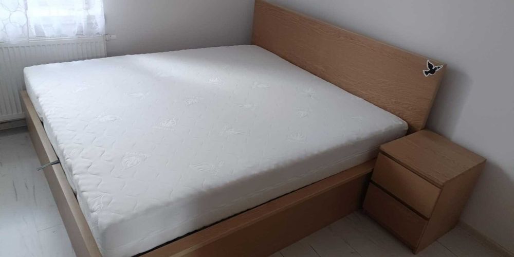 Łóżko MALM 200x180 (Ikea) z pojemnikiem + materac + 2xkomoda