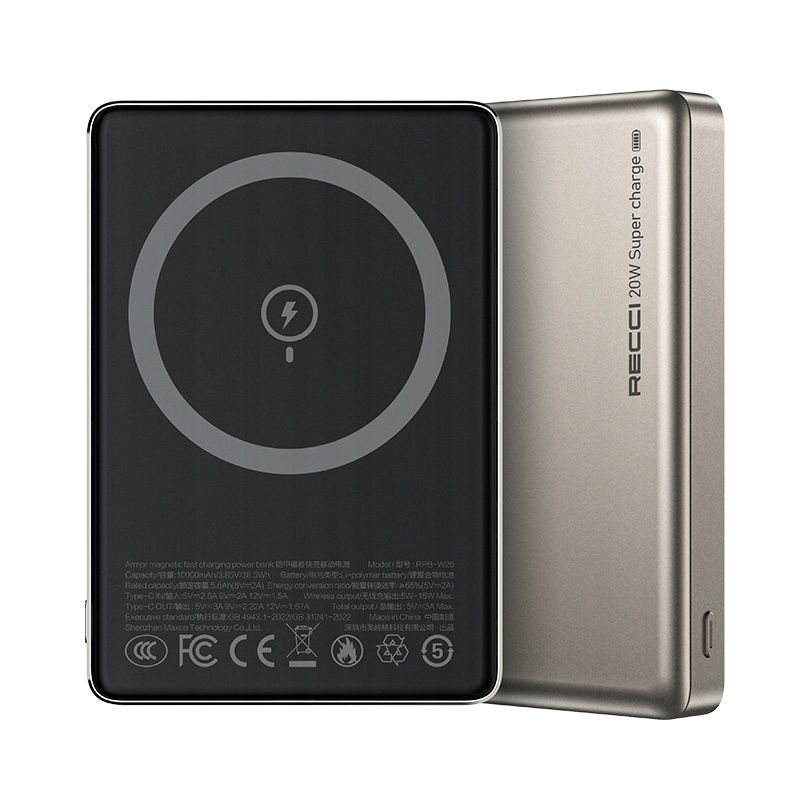Szybki Powerbank Do Magsafe Magnetyczny Bezprzewodowy 10000Mah 20W MOC