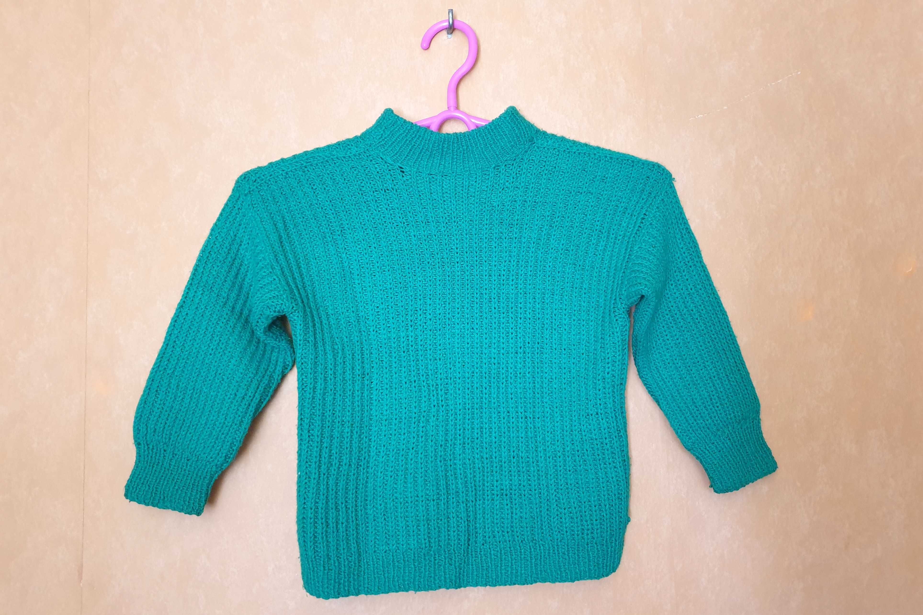 Sweter zielony dla dziecka - rozmiar 104 cm - zrobiony przez babcię