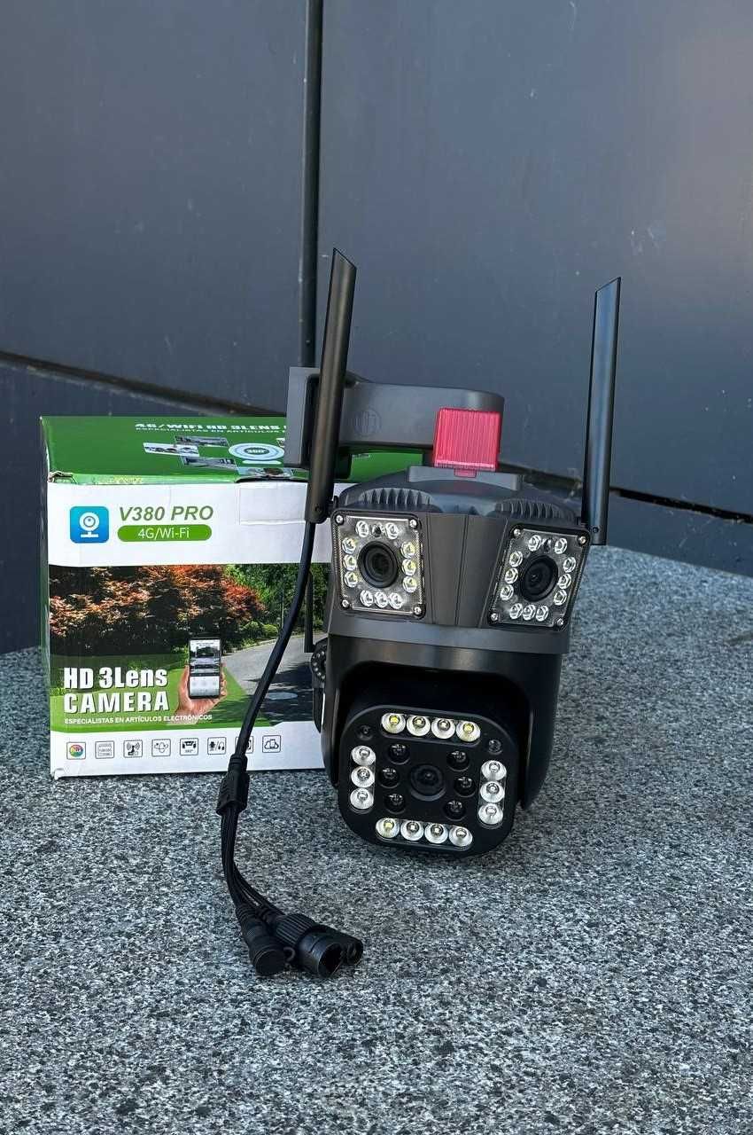 Камера видеонаблюдения 12MP WIFI IP 3 объектива уличная поворотная PTZ