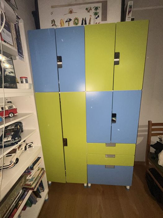 Meble dziecięce IKEA szafa połki szuflady zielone niebieskie
