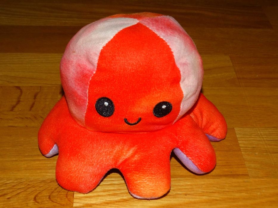 Maskotka Pluszak Ośmiornica dwustronna tęczowa różowo - pomarańczowa