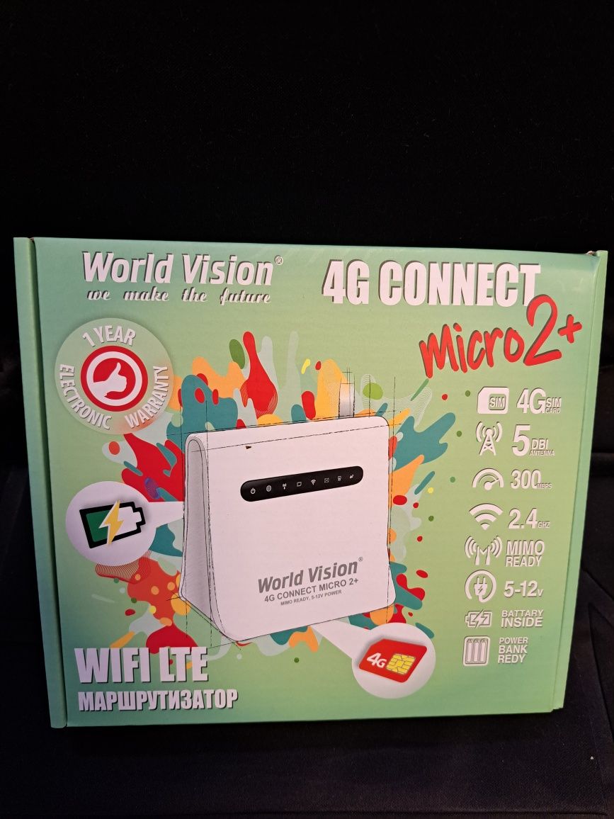 Комплект мобільного 4g інтернету роутер World vision micro2 + з АКБ